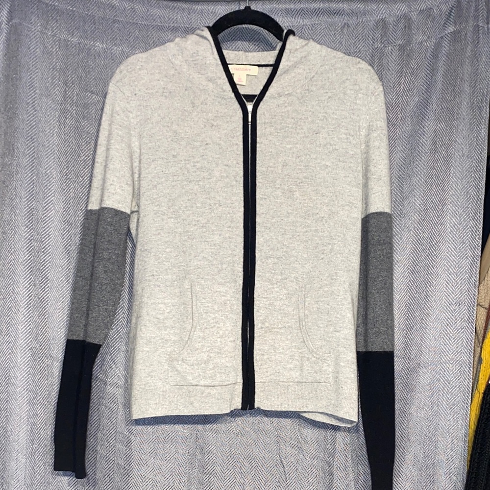 Gray and Black Women's Hooded Sweater